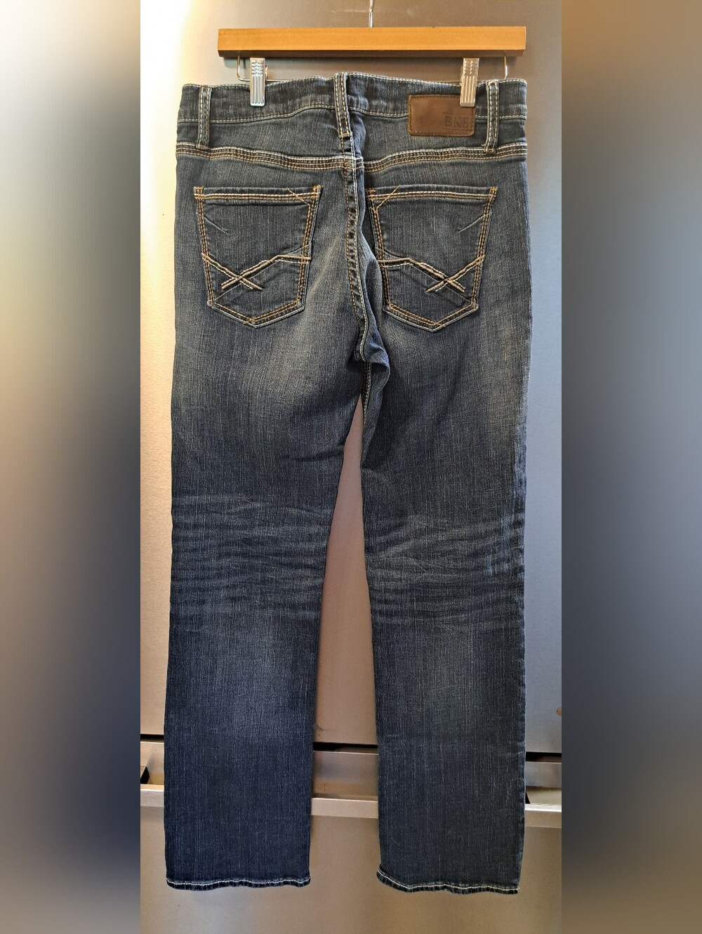 Mens BKE Jake Boot Leg Jeans Med Wash Stretch Blue Denim Classic 32x33 Long